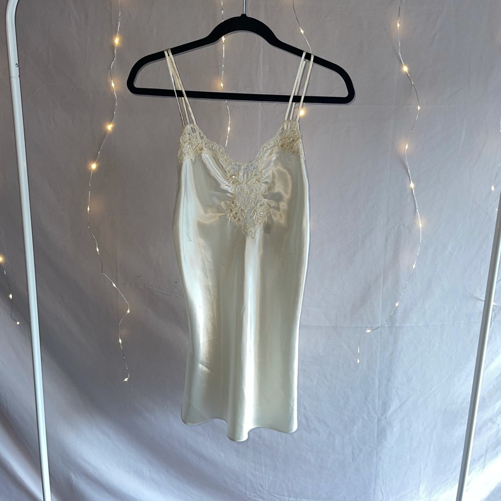 Vintage Victoria’s Secret Gold Label White Satin Slip